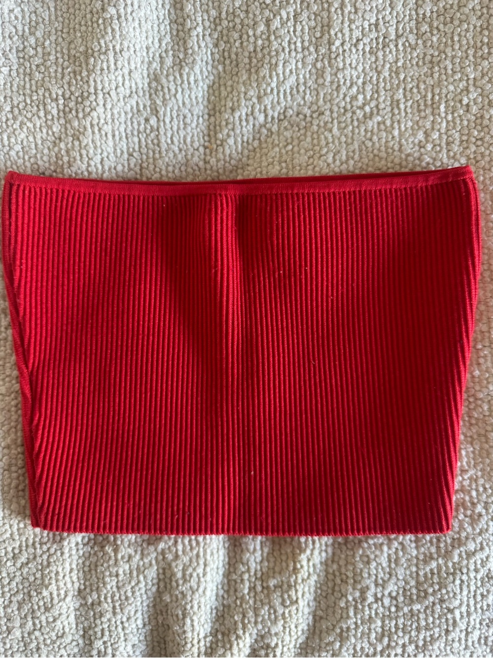 Babaton Red Ribbed Crop Tube Top